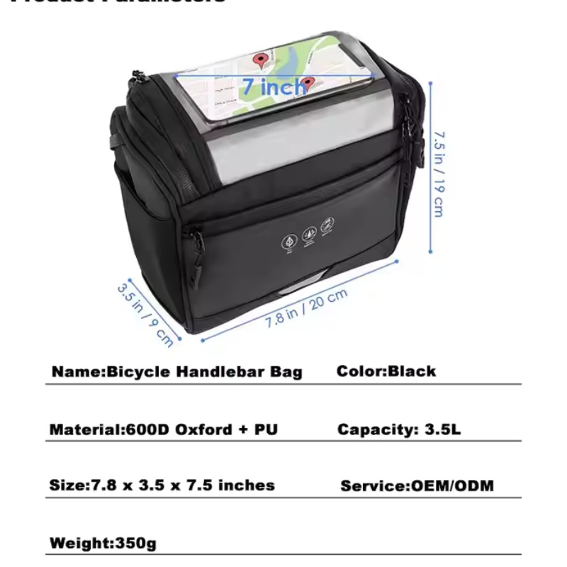 Versatile touch-responsive bike handlebar bag