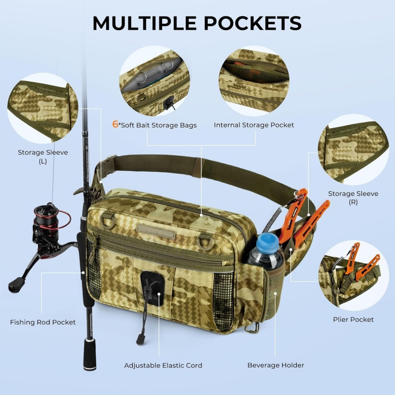 Waterproof Messenger Sling Bag for Fishing Tackle Storage