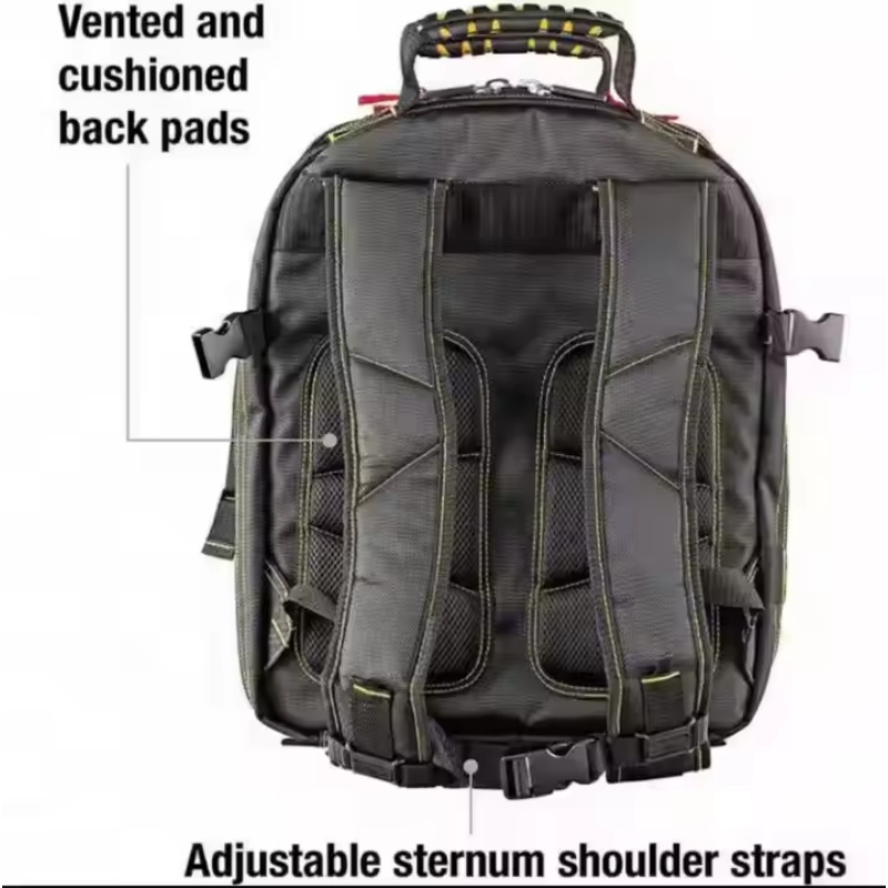 Large capacity tool backpack for electricians